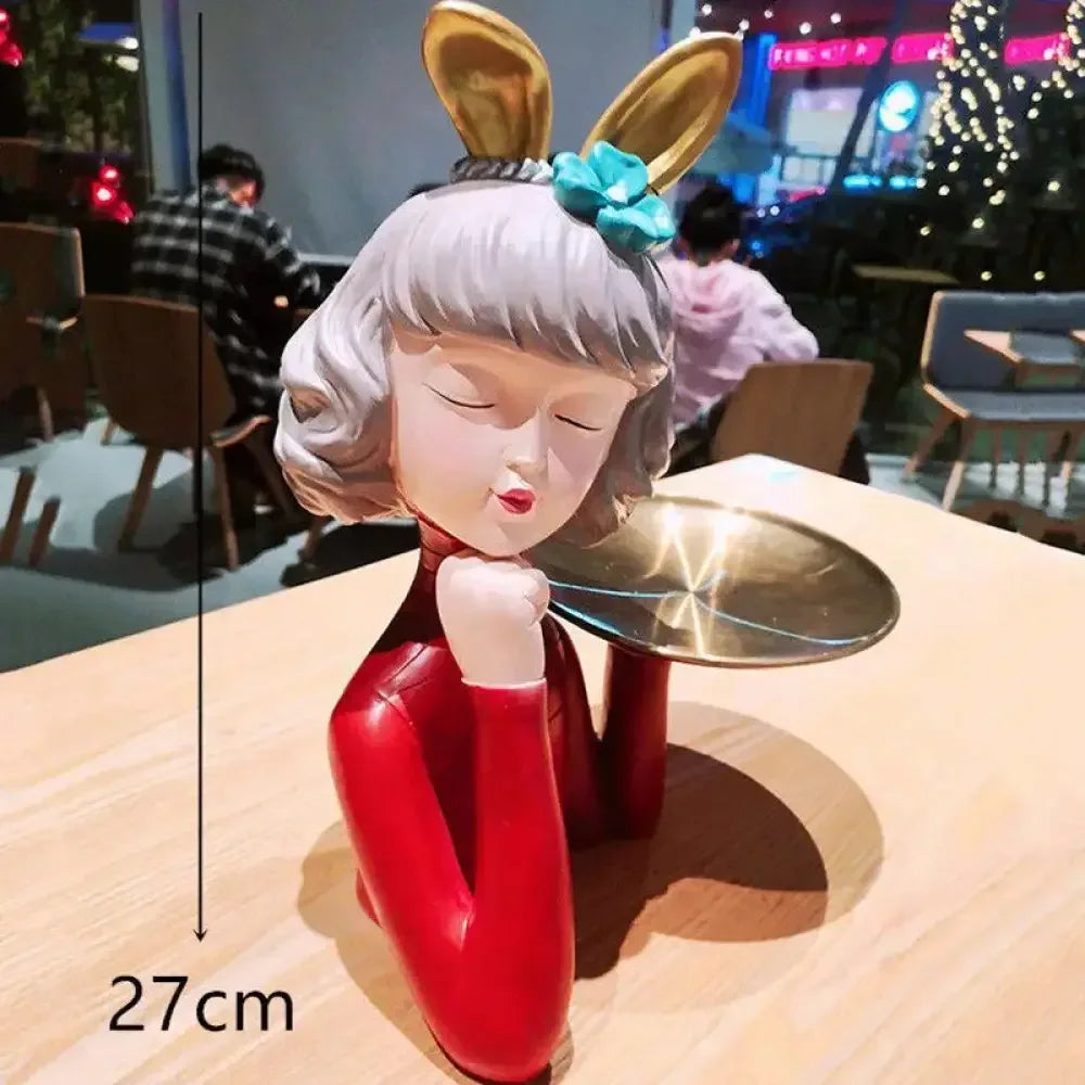 Cute creative Bouquet Girl Ornaments Sculpture Statue - J