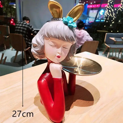 Cute creative Bouquet Girl Ornaments Sculpture Statue - J