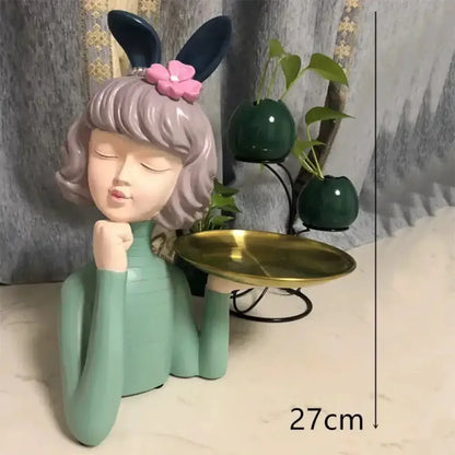 Cute creative Bouquet Girl Ornaments Sculpture Statue - K