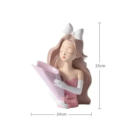 Cute creative Bouquet Girl Ornaments Sculpture Statue - P