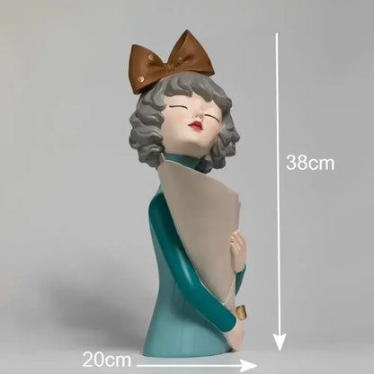 Cute creative Bouquet Girl Ornaments Sculpture Statue - A