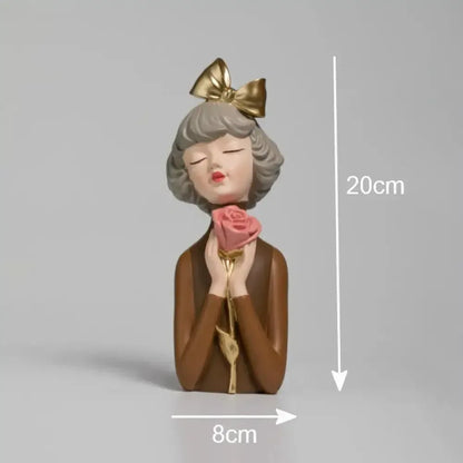 Cute creative Bouquet Girl Ornaments Sculpture Statue - A