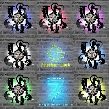 Decorative LED Cat Clock - Gears with LED
