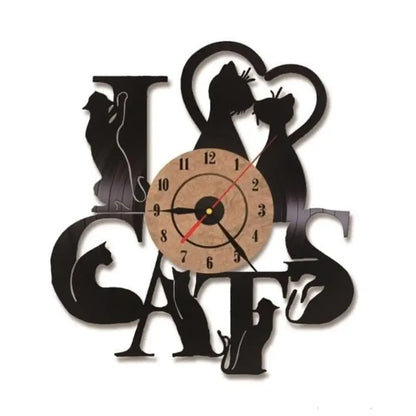 Decorative LED Cat Clock - Wood Look (No LED)