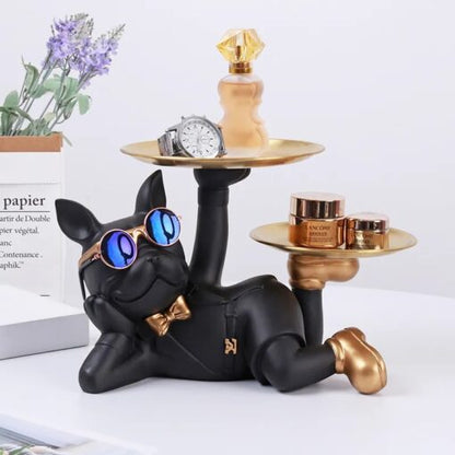 Decorative Statue French Bulldog Storage Figurine Key Holder