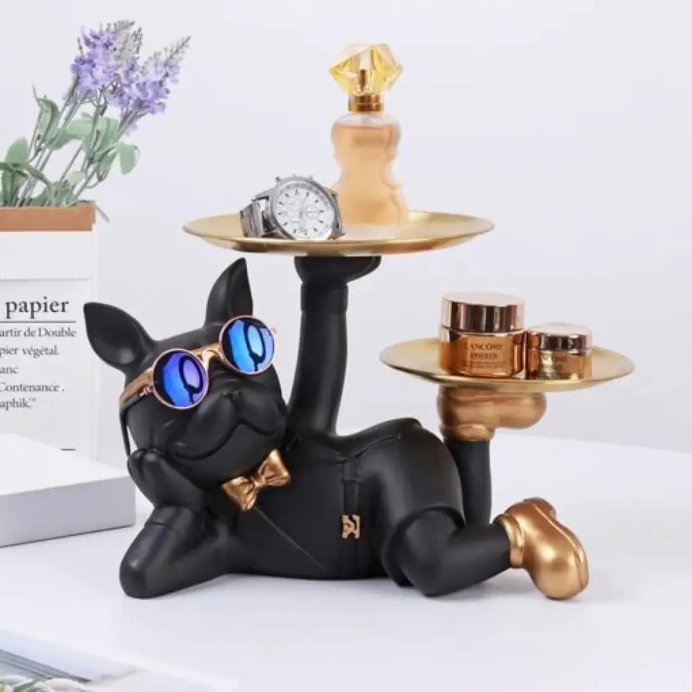 Decorative Statue French Bulldog Storage Figurine Key Holder