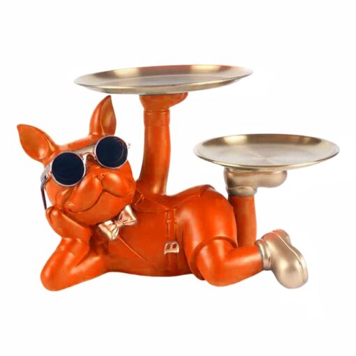 Decorative Statue French Bulldog Storage Figurine Key Holder