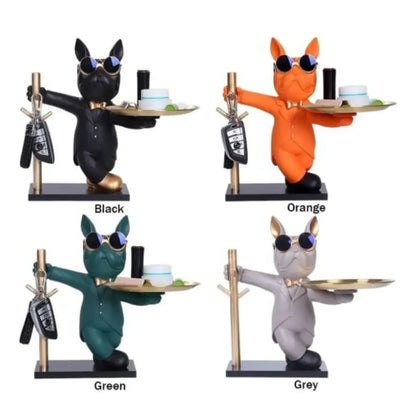 Decorative Statue French Bulldog Storage Figurine Key Holder - Orange / Sleeping With Tray