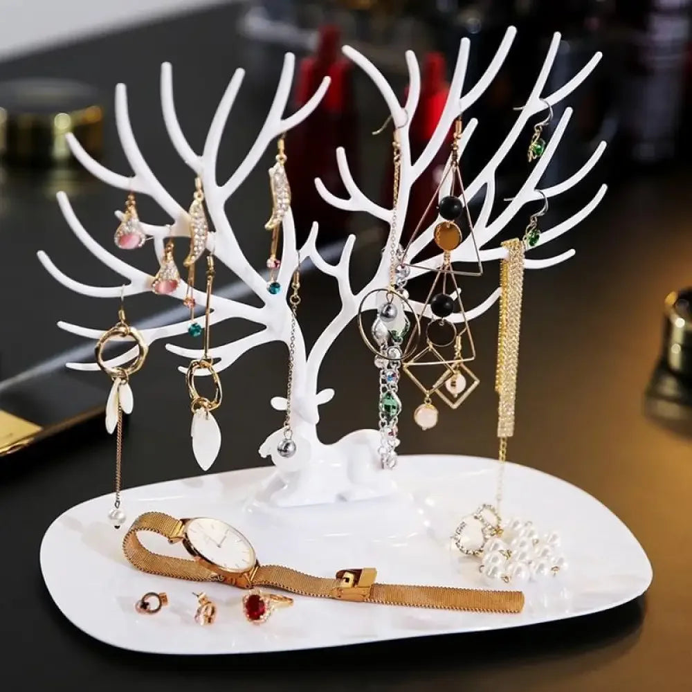 Deer Antler Jewel Stand - White