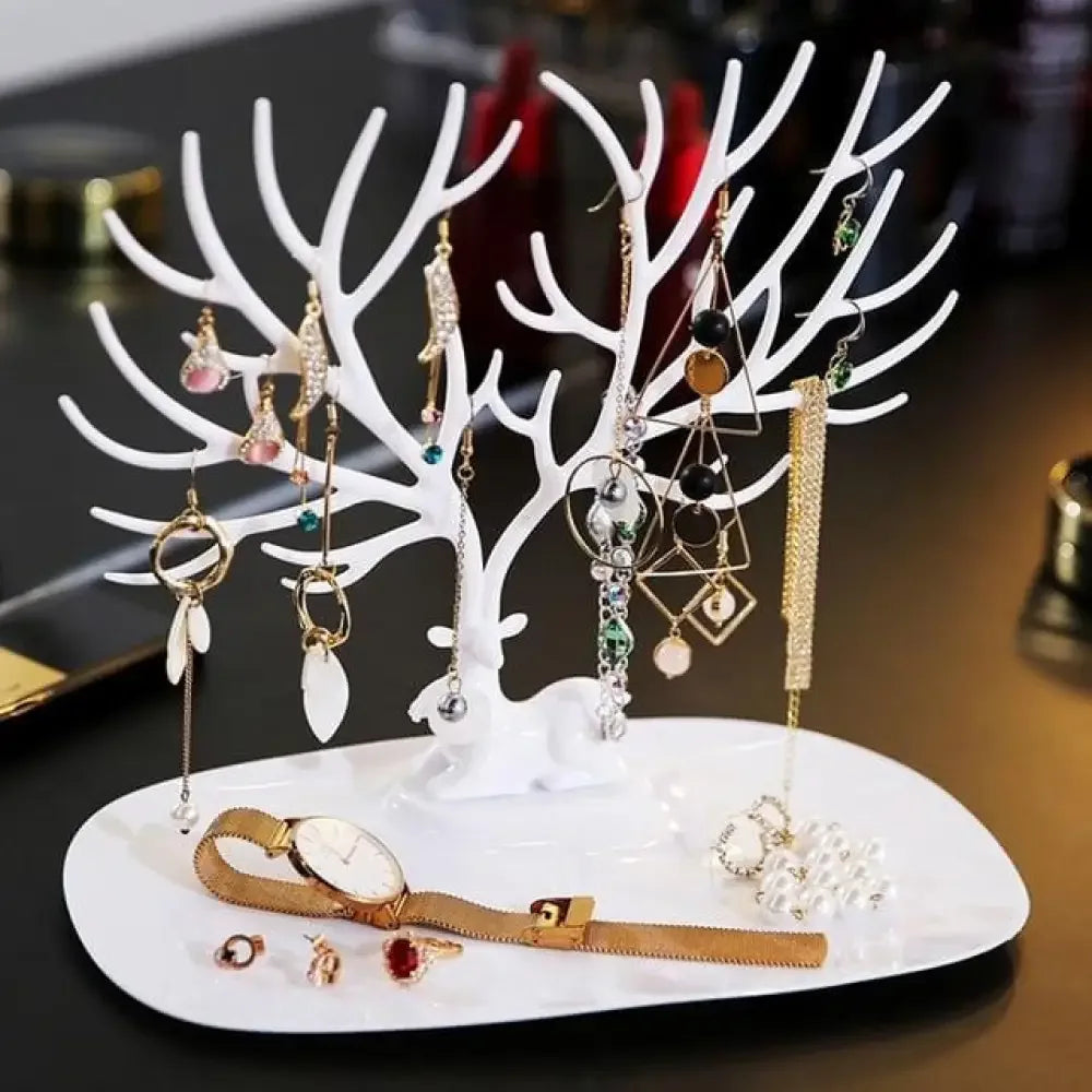Deer Antler Jewel Stand - White