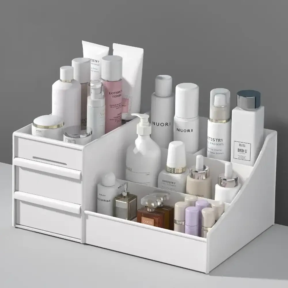 Desktop Cosmetics Storage Box | Large Capacity Desk & Dressing Table Organizer for Skincare & Makeup - 