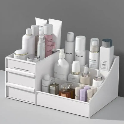 Desktop Cosmetics Storage Box | Large Capacity Desk & Dressing Table Organizer for Skincare & Makeup - 