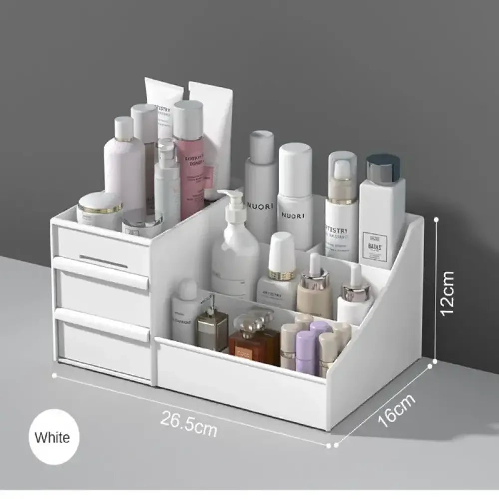 Desktop Cosmetics Storage Box | Large Capacity Desk & Dressing Table Organizer for Skincare & Makeup - 