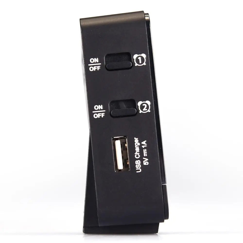 Digital Projection Alarm Clock with USB Charger | Dimmable LED Display, Thermometer & Dual Alarm