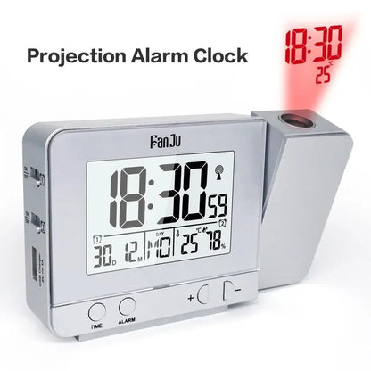 Digital Projection Alarm Clock with USB Charger | Dimmable LED Display, Thermometer & Dual Alarm - 