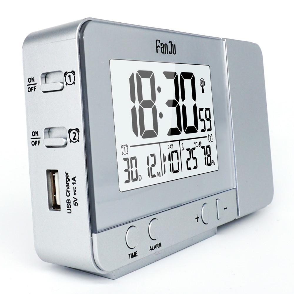 Digital Projection Alarm Clock with USB Charger | Dimmable LED Display, Thermometer & Dual Alarm
