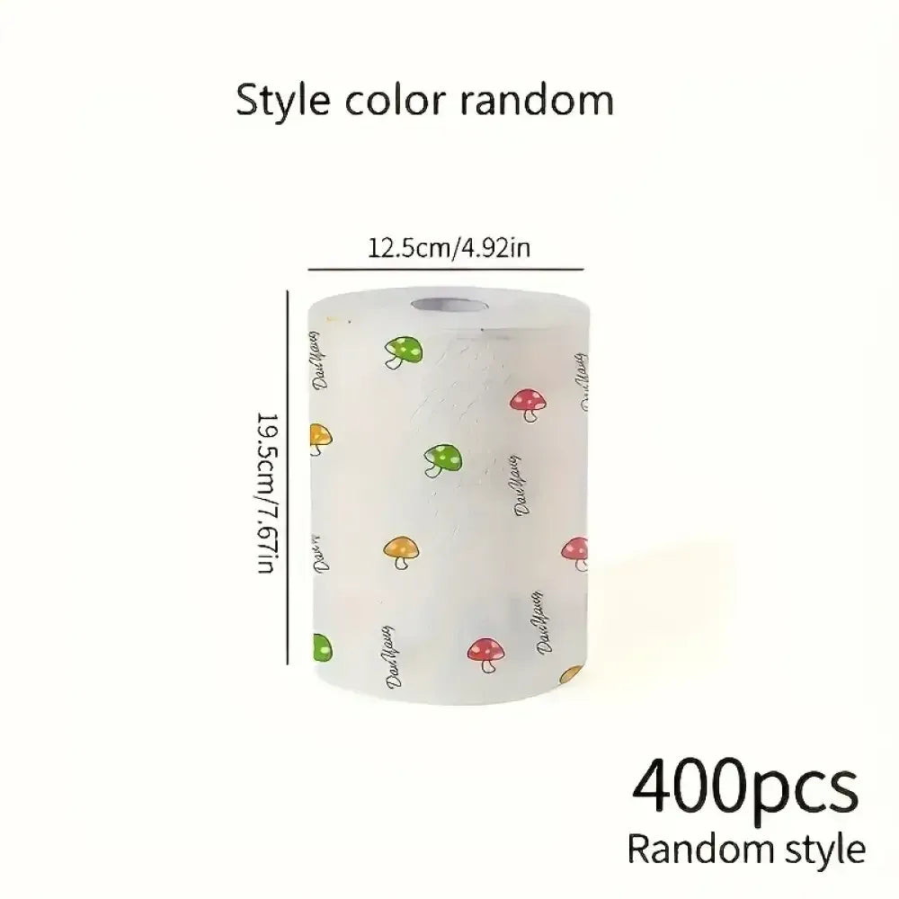 Disposable Kitchen Lazy Cloth 1-Roll (400 Sheets) | Washable, Dry & Wet Dual-Use, Non-Stick Oil Towel - 