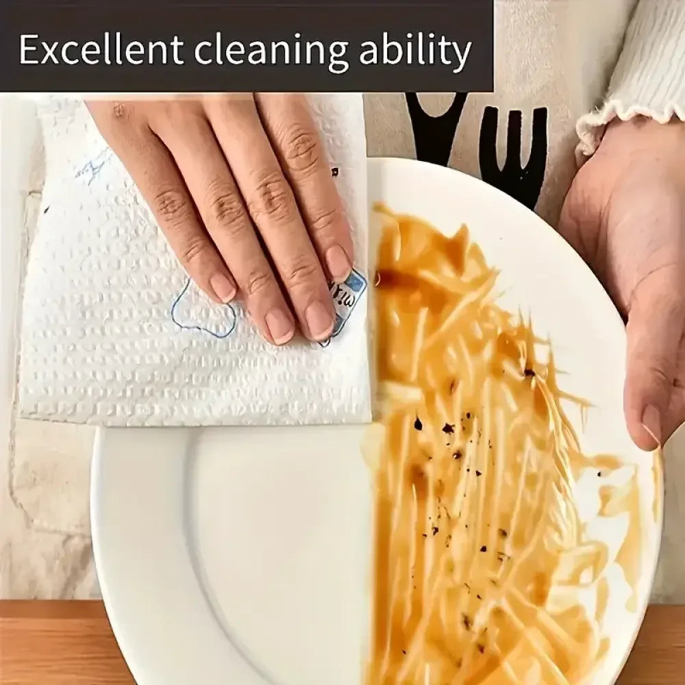 Disposable Kitchen Lazy Cloth 1-Roll (400 Sheets) | Washable, Dry & Wet Dual-Use, Non-Stick Oil Towel - 