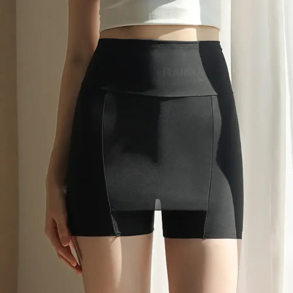 Double-layer Front Crotch Ice Silk Safety Shorts - L (40-62 Kg) / Black / 1 PCS