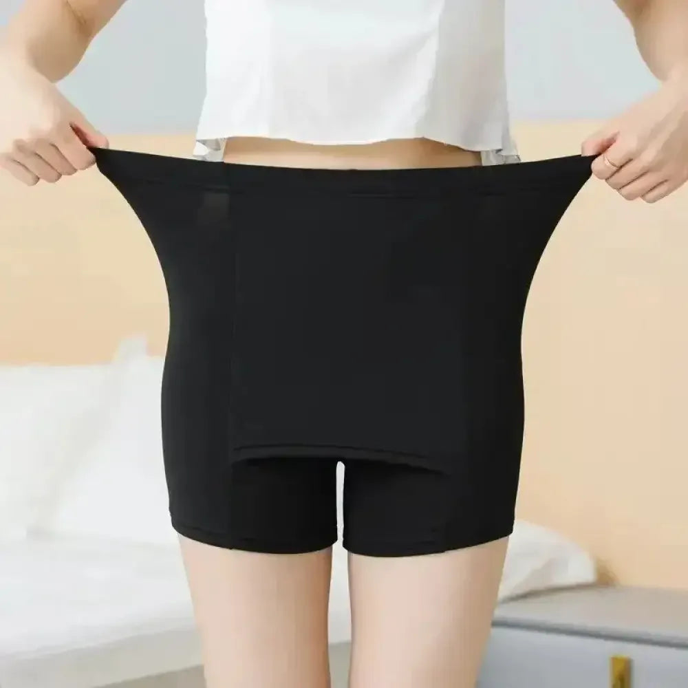 Double-layer Front Crotch Ice Silk Safety Shorts - L (40-62 Kg) / Beige / 1 PCS
