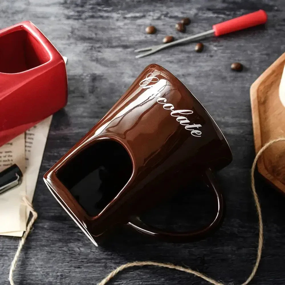 Double-Layer Heat-Resistant Ceramic Cup | Anti-Scald Design for Coffee, Tea - Black