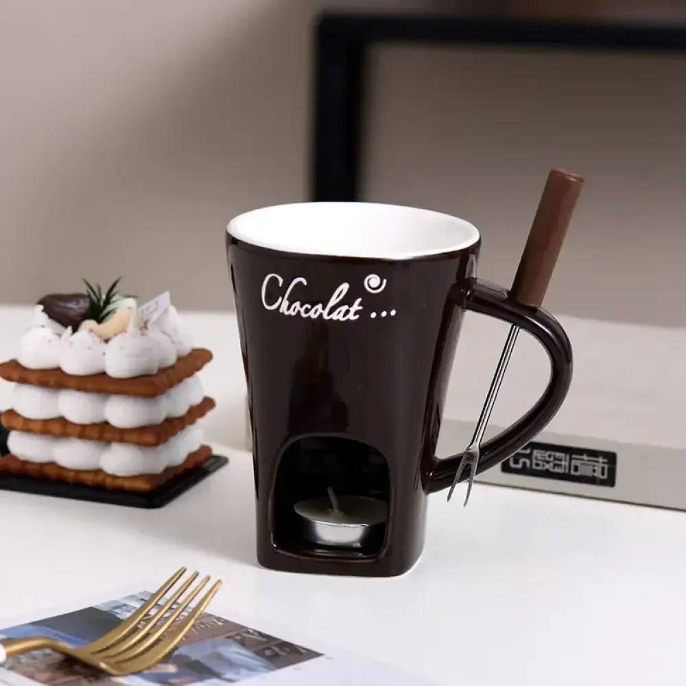 Double-Layer Heat-Resistant Ceramic Cup | Anti-Scald Design for Coffee, Tea - Black
