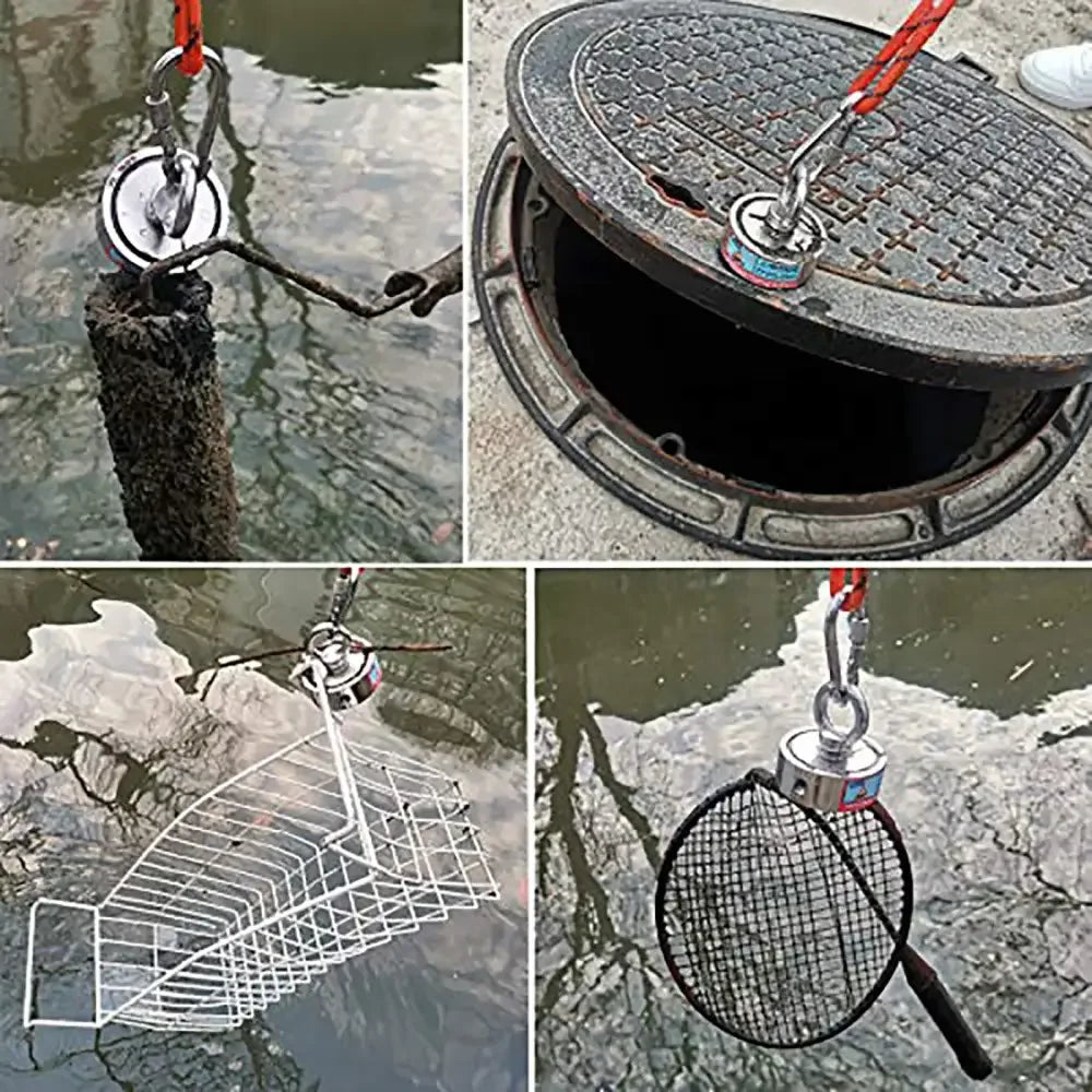 Double-Sided Neodymium Fishing & Salvage Magnet Hook | Heavy-Duty 150kg to 350kg Pull Force - D60mm 150KG 2 side