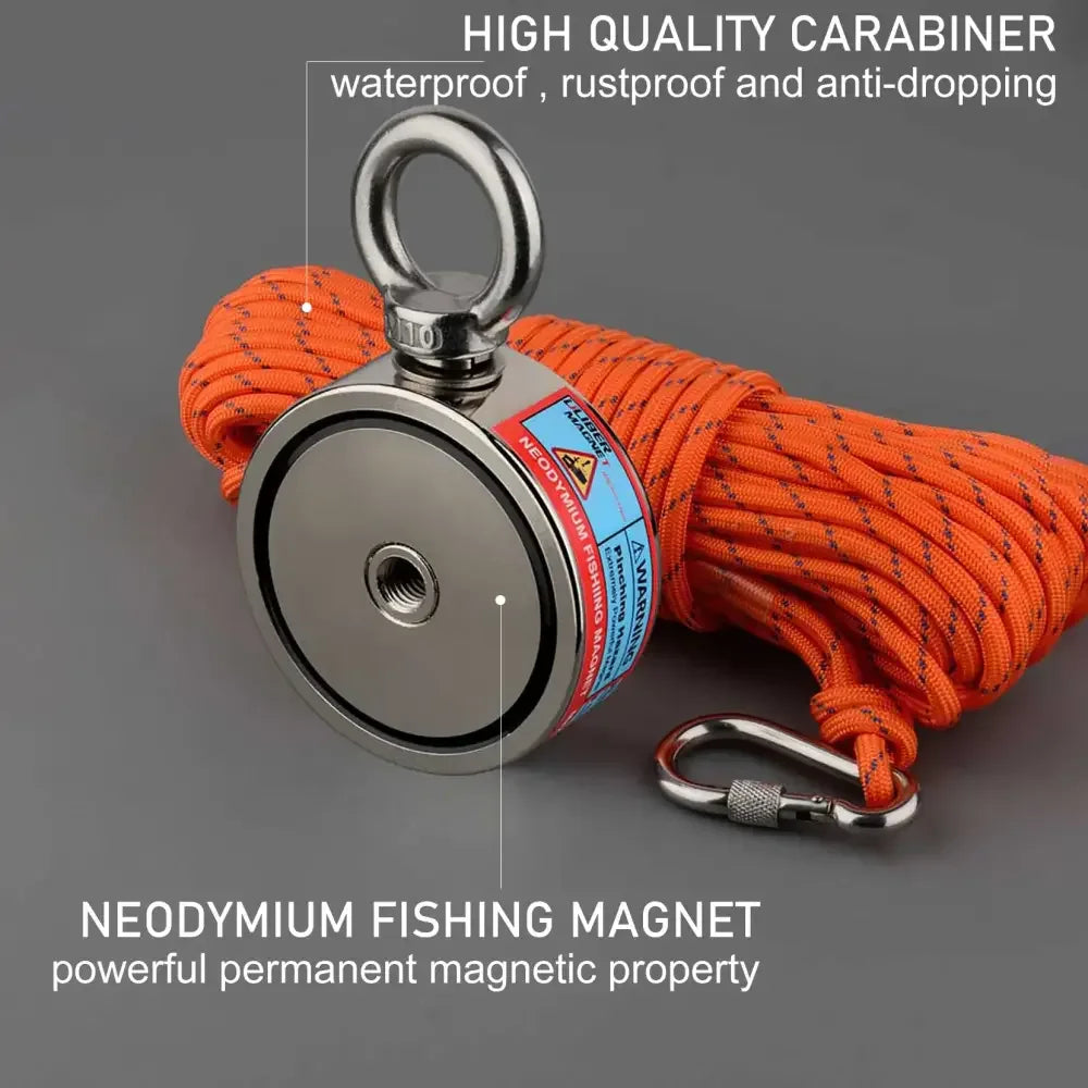 Double-Sided Neodymium Fishing & Salvage Magnet Hook | Heavy-Duty 150kg to 350kg Pull Force - D60mm 150KG 2 side