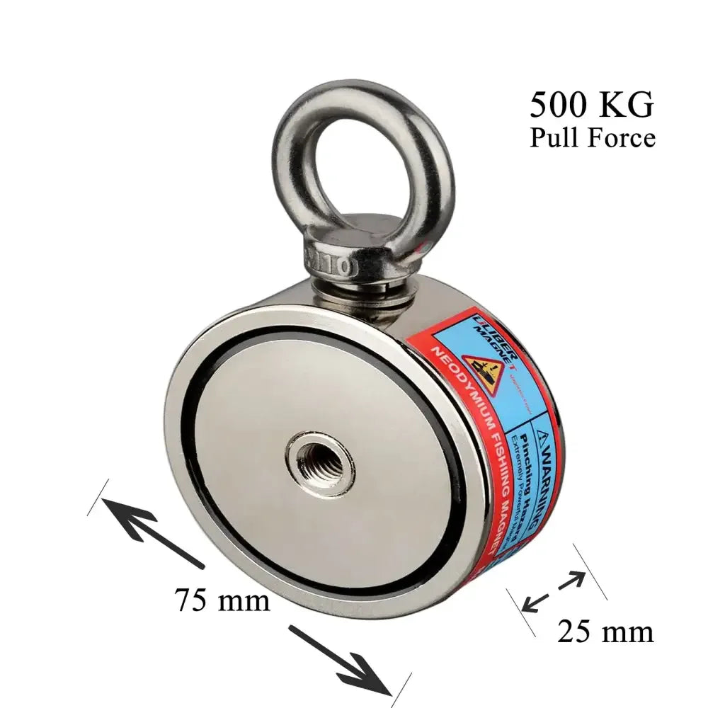Double-Sided Neodymium Fishing & Salvage Magnet Hook | Heavy-Duty 150kg to 350kg Pull Force - D60mm 150KG 2 side