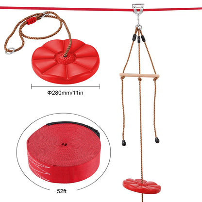 Zipline Kit for Kids & Adults – Backyard Outdoor Zip Line Set with Seat & Handlebar
