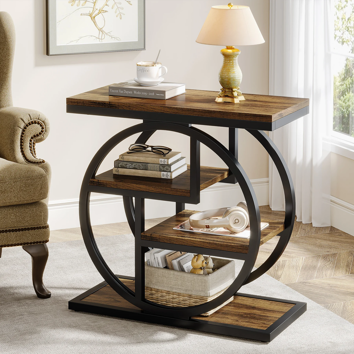 4-Tier Industrial Console Table