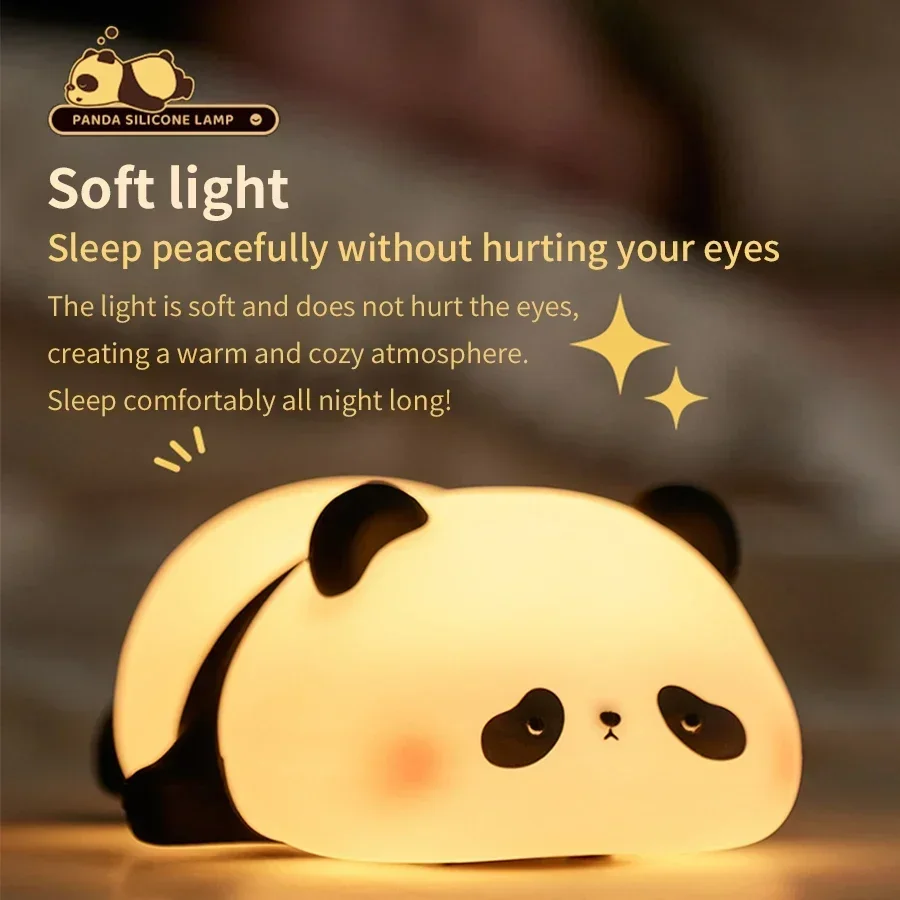 Cute Panda Silicone LED Night Light Touch Sensor Dimmable Nursery Lamp