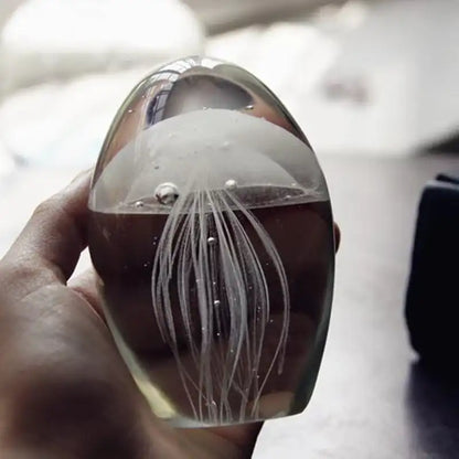 Handmade Glass Jellyfish Paperweight