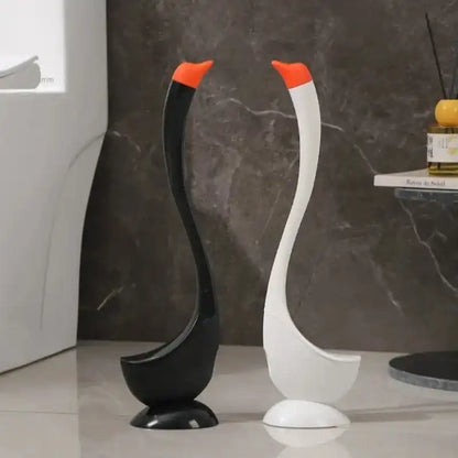 Swan Toilet Brush Set with Holder - Dense Bristles & Long Handle