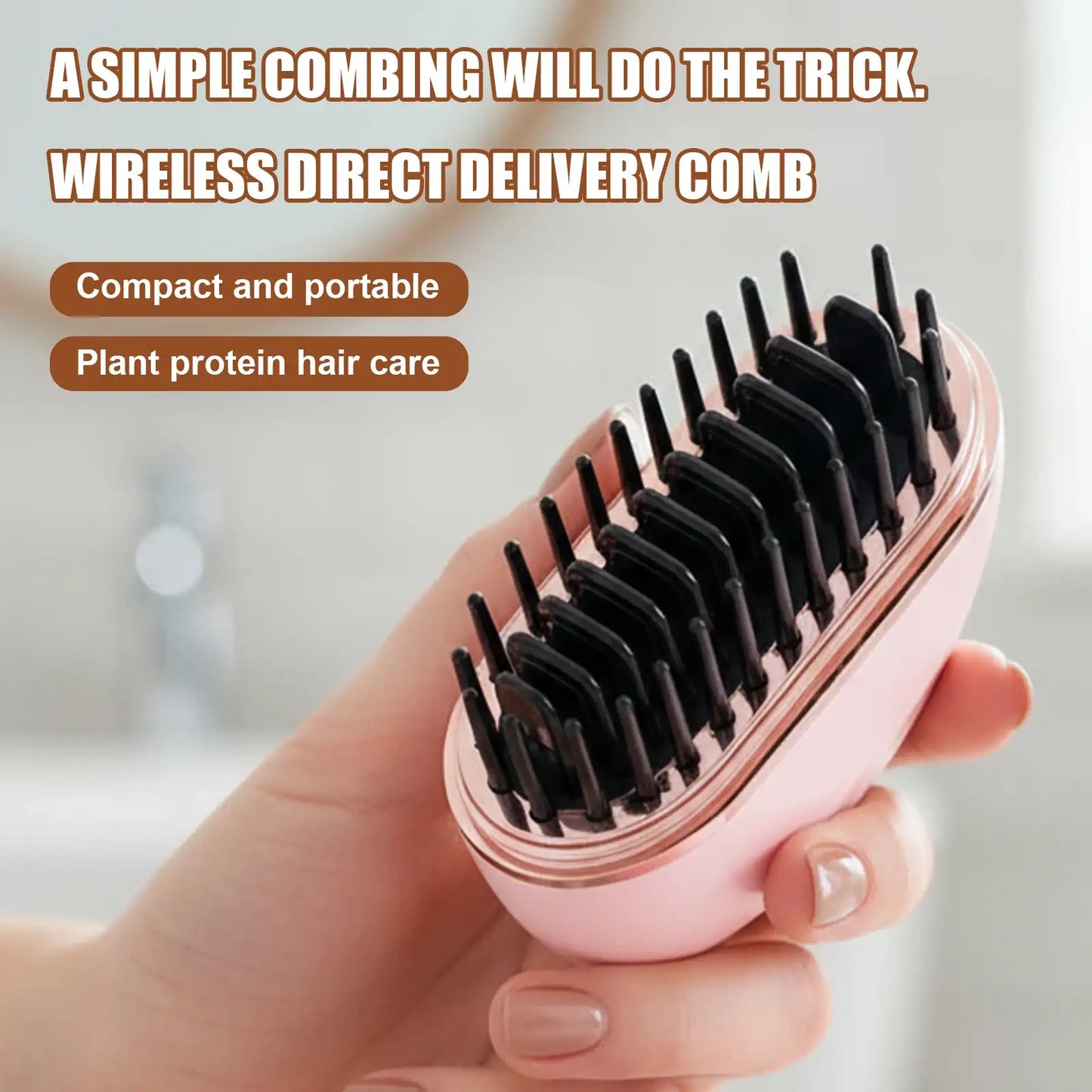 Cordless Mini Hair Straightener Brush with 3-Heat Settings