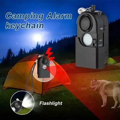 Mini PIR Motion Sensor Security Alarm — 120dB SOS Alert with LED Flashlight