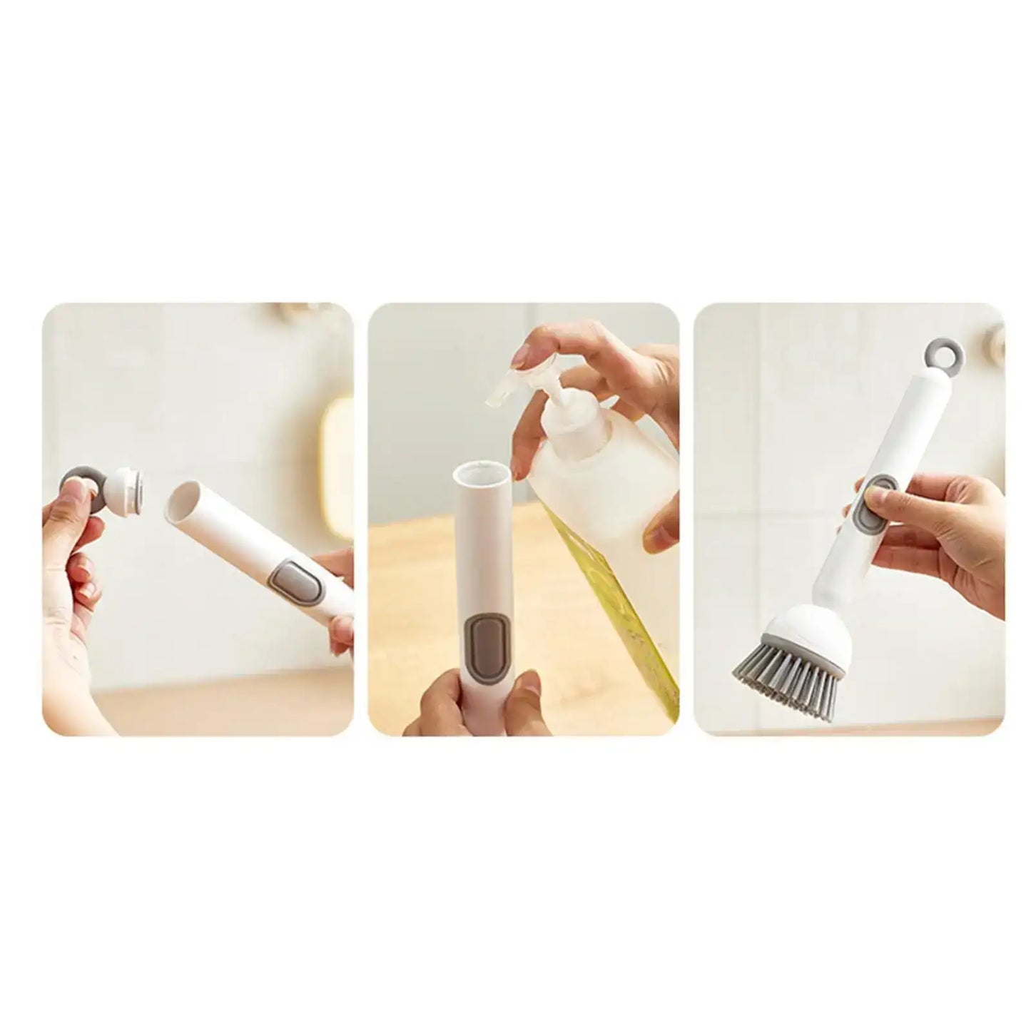360° Rotating Dish Brush - Long Handle Kitchen Scrubber with Soap Dispenser
