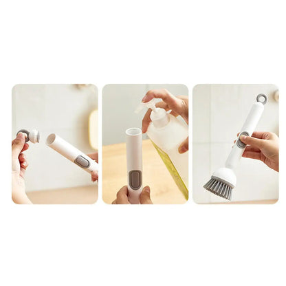 360° Rotating Dish Brush - Long Handle Kitchen Scrubber with Soap Dispenser