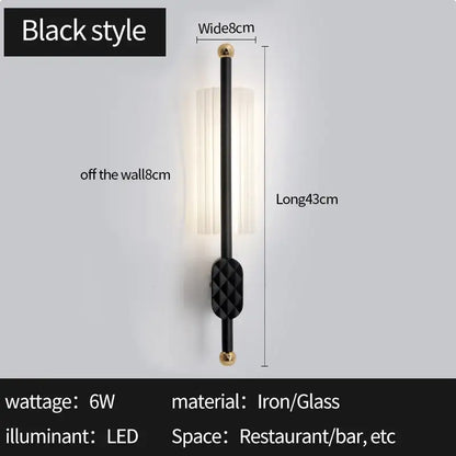 Nordic Pipe LED Wall Sconce - Acrylic Tube, Diamond Mount