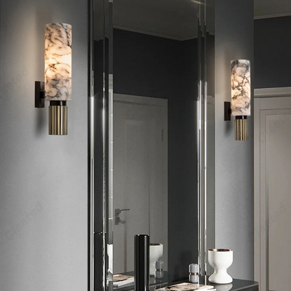Luxury Retro LED Marble Wall Lamp – Bedside Decorative Lighting
