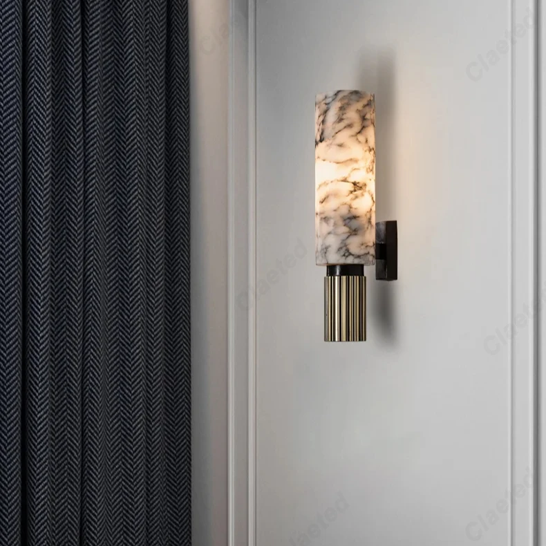 Luxury Retro LED Marble Wall Lamp – Bedside Decorative Lighting