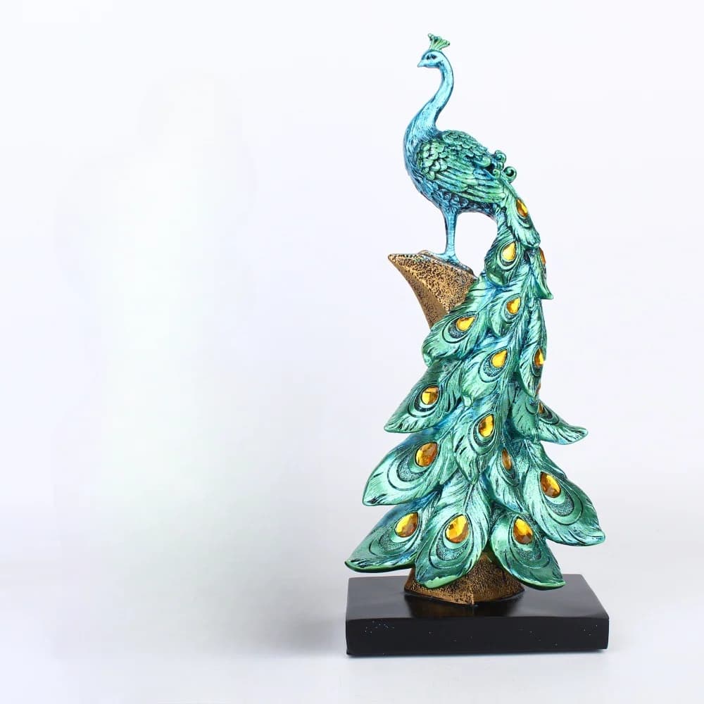 Luxury Peacock Statue Set – Elegant Resin Peacock Home Decor Ornaments