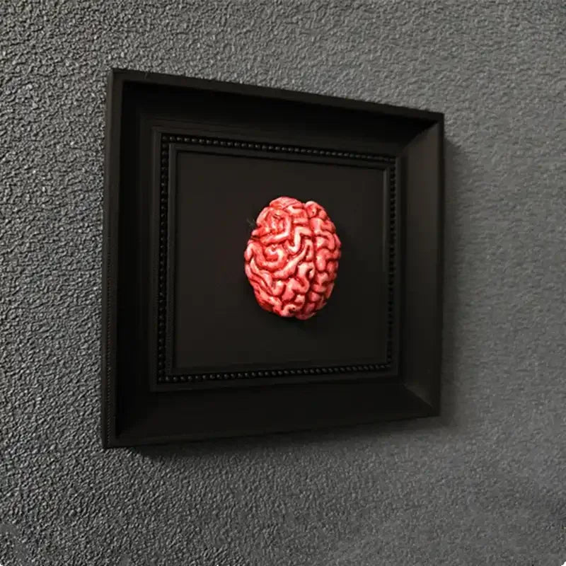 Gothic Steampunk Brain Wall Art – 3D Framed Brain Sculpture Decor