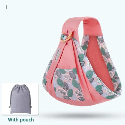 Dual-Use Baby Wrap Sling – Nursing Cover & Infant Carrier - Pink Leaf