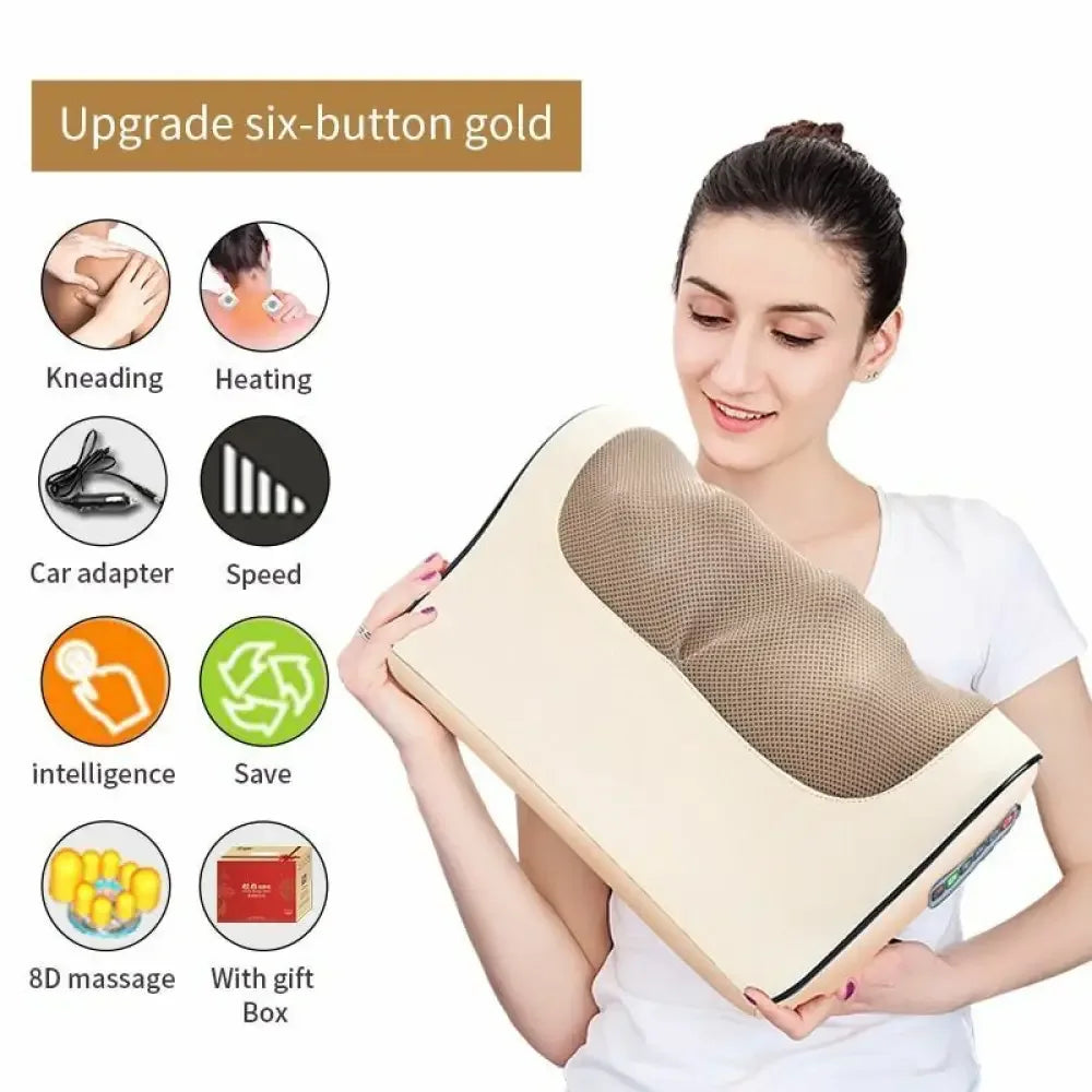 Electric Heated Neck And Shoulder Massager - Four-button Gold