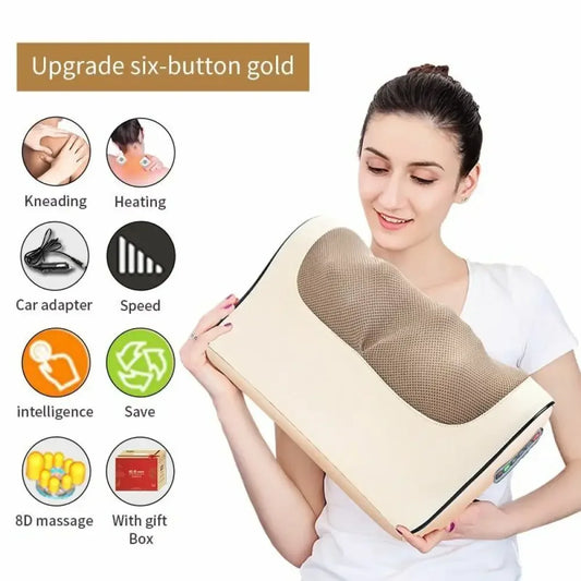 Electric Heated Neck And Shoulder Massager - Four-button Gold