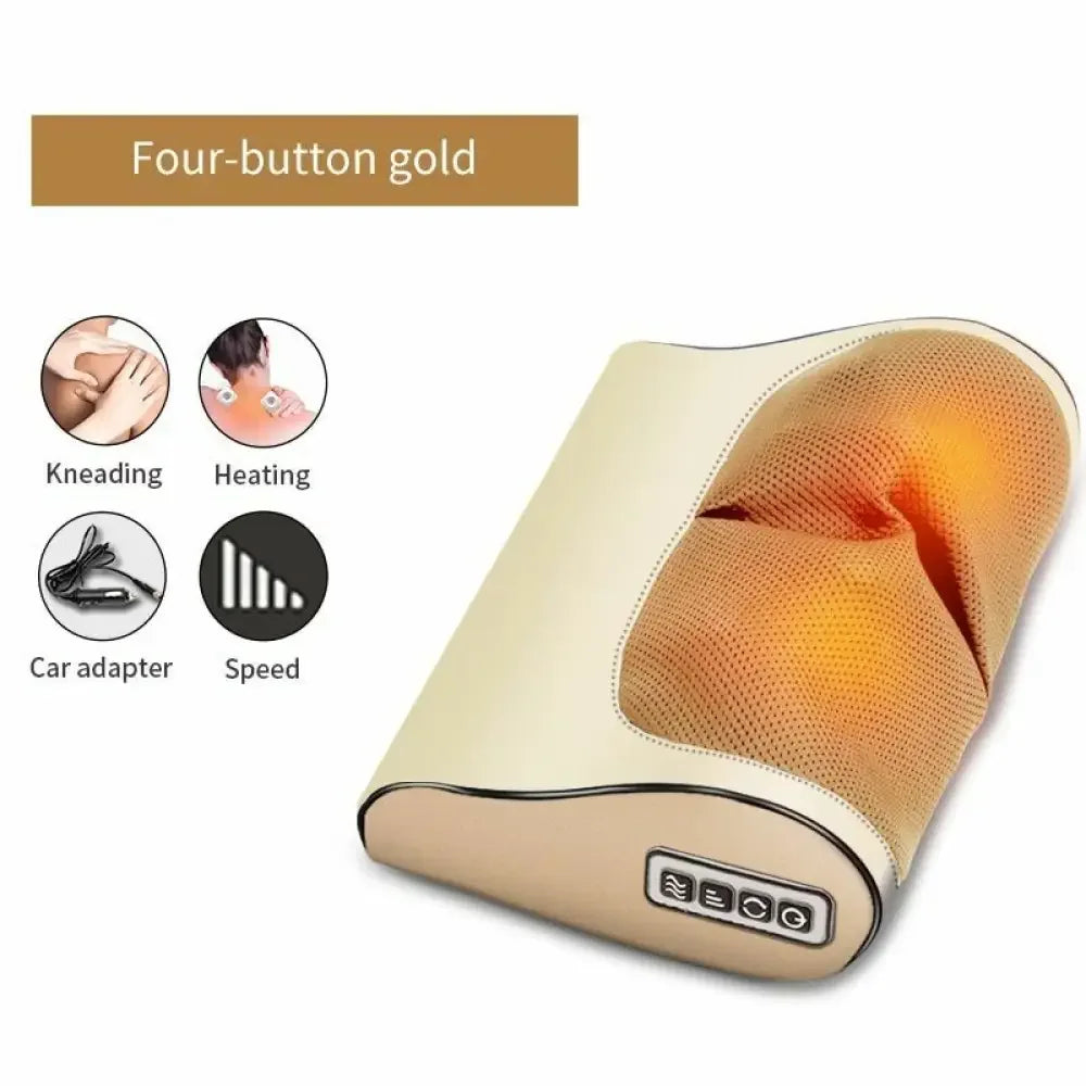 Electric Heated Neck And Shoulder Massager - Four-button Gold