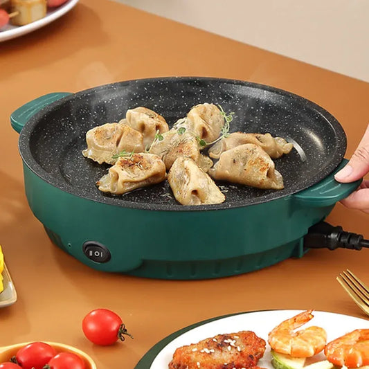 Electric Multi Cooker Frying Pan – 220V Non-Stick Electric Skillet for Barbecue, Steak, Fish, Omelette.