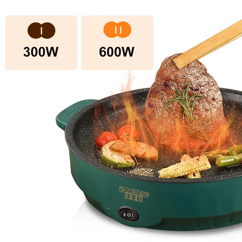 Electric Multi Cooker Frying Pan – 220V Non-Stick Electric Skillet for Barbecue, Steak, Fish, Omelette.