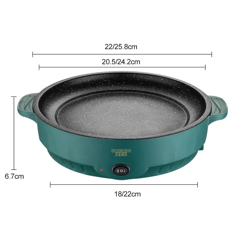 Electric Multi Cooker Frying Pan – 220V Non-Stick Electric Skillet for Barbecue, Steak, Fish, Omelette.